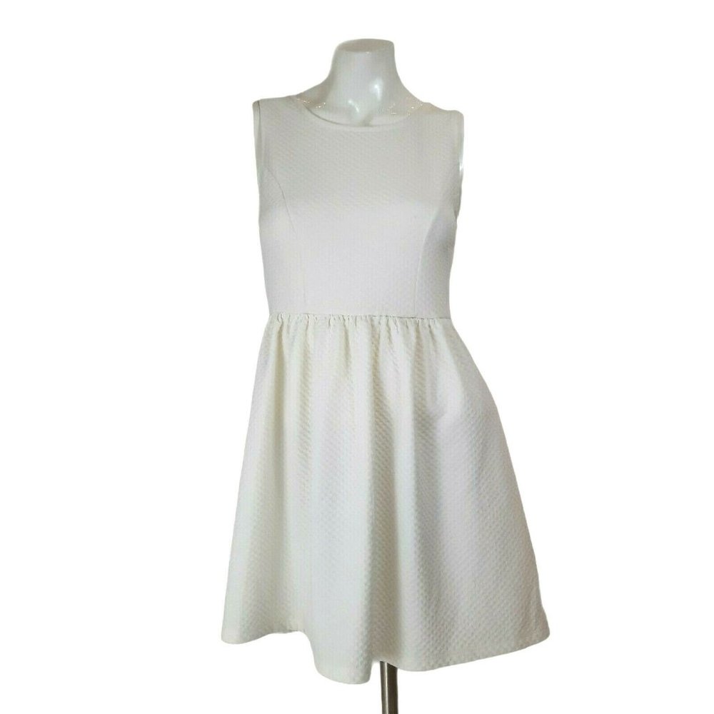 Timing White Waffle Knit Fit & Flare Skater Dress